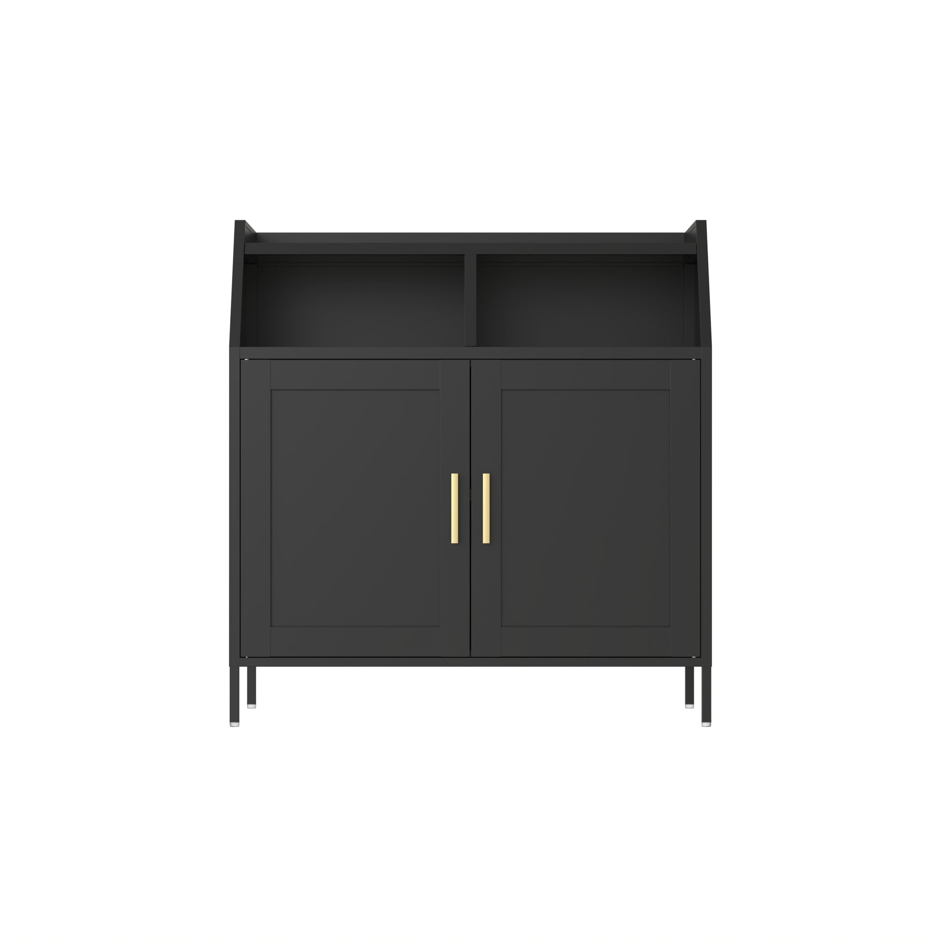 Metal Buffet Sideboard Cabinet With Storage,Storage Cabinet Modern Sideboard Buffet Table With Doors For Living Room Kitchen Dining Room,Black Black Steel