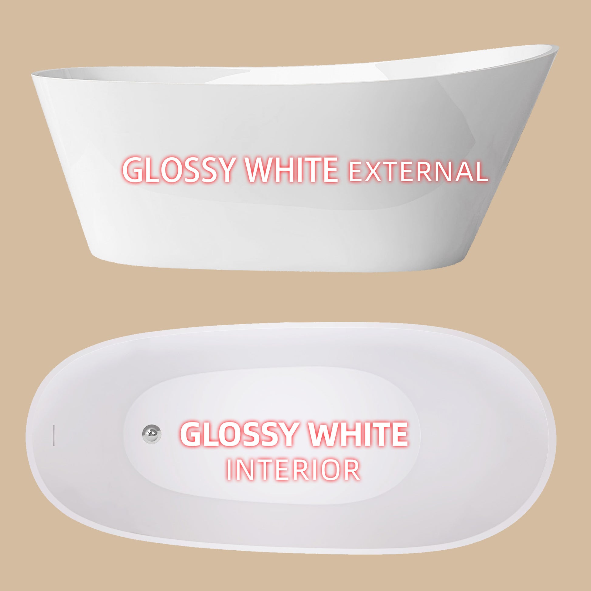 67" Acrylic Free Standing Tub Classic Oval Shape Soaking Tub, Adjustable Freestanding Bathtub With Integrated Slotted Overflow And Chrome Pop Up Drain Anti Clogging Gloss White Gloss White Oval Bathroom Freestanding Tubs Polished 61 69 In Modern Soaking