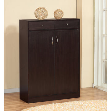 ID USA 106138 Shoe Cabinet Red Cocoa espresso-particle board