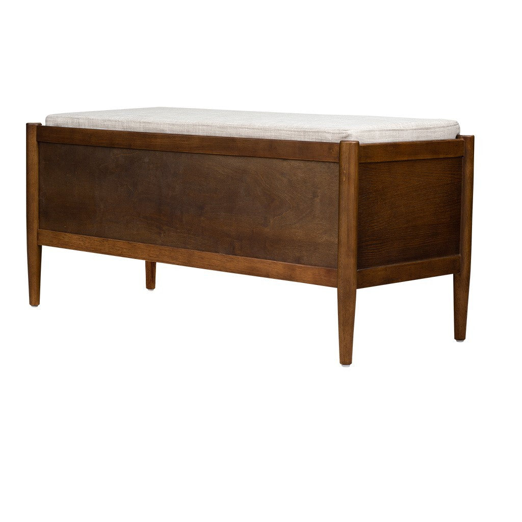 Accent Bench With Storage And Upholstered Cushion Walnut Brown Polyester