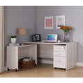 Mid Century Mobile Desk, White Oak White Oak Particle Board