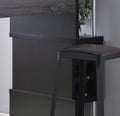 Home Bar Table With Wine Glass Compartment And Three Shelves In Distressed Grey & Black Grey Particle Board