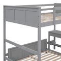 Full Over Full Bunk Bed With Desk, Gray Gray Solid Wood Mdf