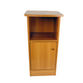 Chairside Table With One Door Storage Cabinet And Large Cubby Shelf Light Brown Red Particle Board