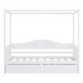 Twin Size Canopy Day Bed With 2 Drawers, White White Solid Wood Mdf