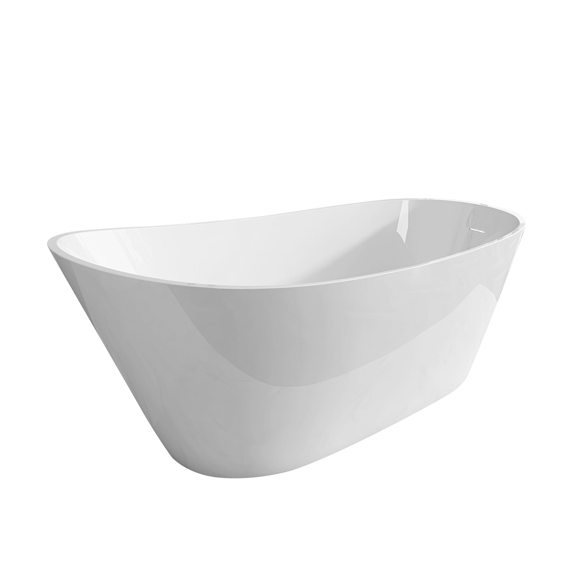 67" Acrylic Free Standing Tub Classic Oval Shape Soaking Tub, Adjustable Freestanding Bathtub With Integrated Slotted Overflow And Chrome Pop Up Drain Anti Clogging Gloss White Gloss White Oval Bathroom Freestanding Tubs Polished 61 69 In Modern Soaking