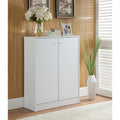 Shoe Storage Cabinet With Two Doors Five Shelves White White Particle Board