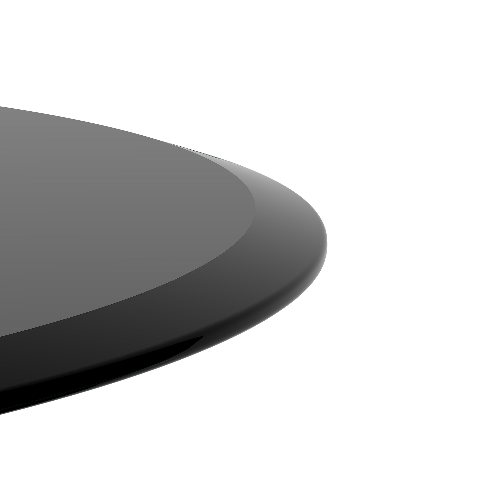 24" Inch Round Tempered Glass Table Top Black Glass 2 5 Inch Thick Beveled Polished Edge Black Tempered Glass