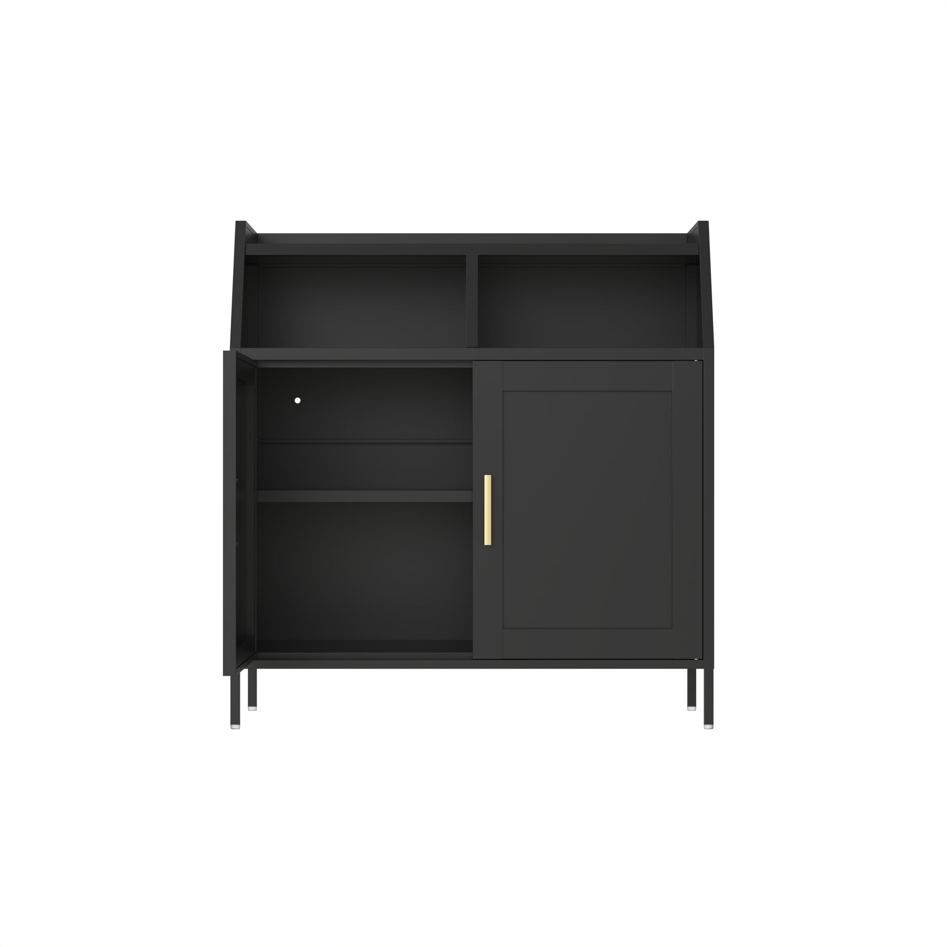 Metal Buffet Sideboard Cabinet With Storage,Storage Cabinet Modern Sideboard Buffet Table With Doors For Living Room Kitchen Dining Room,Black Black Steel