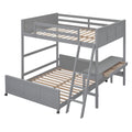 Full Over Full Bunk Bed With Desk, Gray Gray Solid Wood Mdf