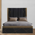 Allure Modern Style 4Pc King Bedroom Set Made With Mango Wood And Finished With Brass Metal Box Spring Not Required King Black Wood 4 Piece Set Bedroom Bed Included,Dresser Included,Mirror Included,Nightstand Included Contemporary,Modern Wood