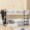 Twin Over Twin Boat Like Shape Bunk Bed With Storage Shelves, Cream Espresso Box Spring Not Required Twin Espresso Wood Bedroom Bunk Solid Wood Mdf