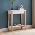 Modern Two Toned Console With Two Shelves White And Tan White Particle Board