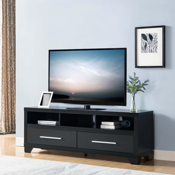 Id Usa 27062Tv Tv Stand Black Black Particle Board