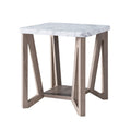 Marble Tabletop Home Accent Table, Modern End Table, Faux Marble White & Dark Taupe Taupe Particle Board