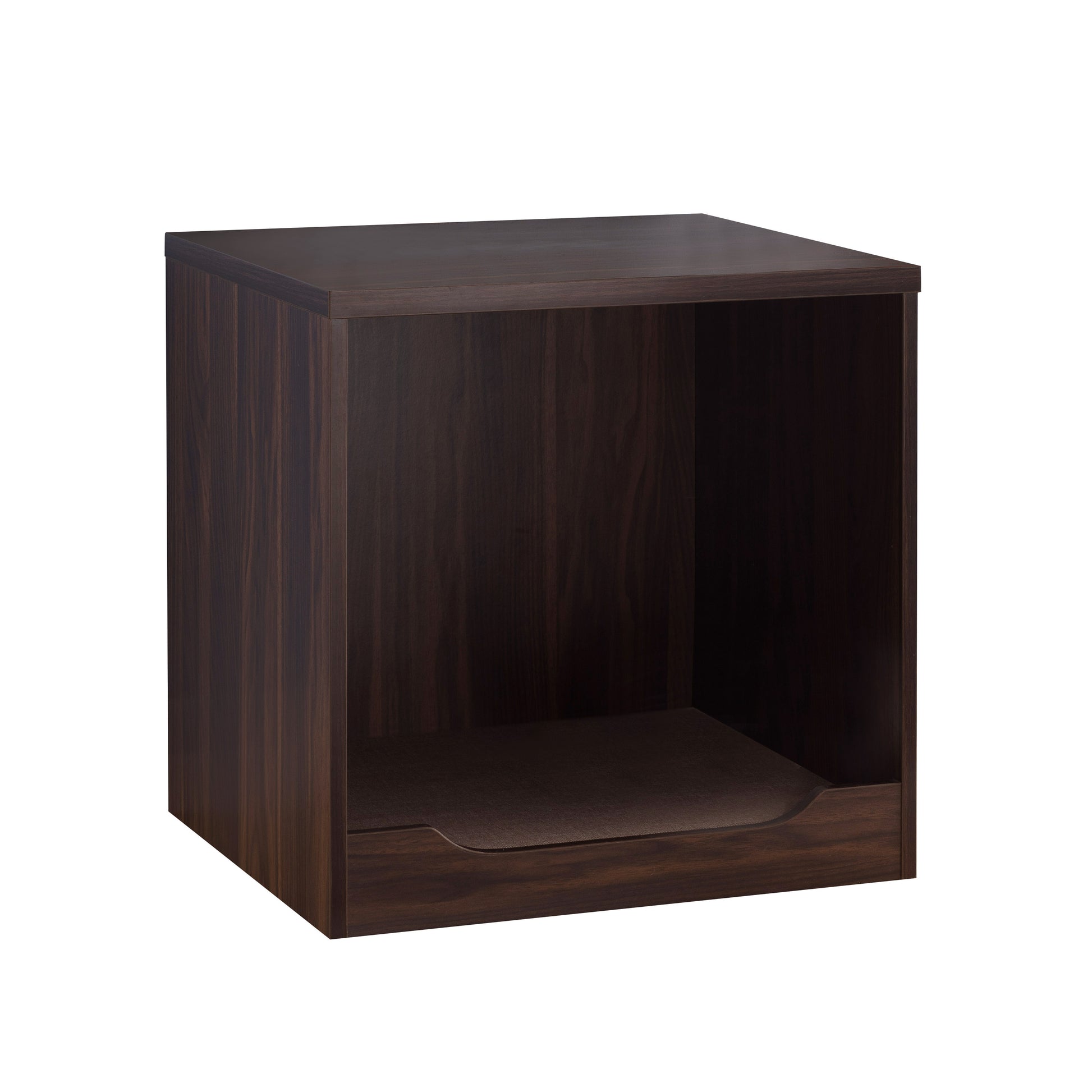 Modern Pet End Table With Removable Mat In Dark Walnut Brown Particle Board