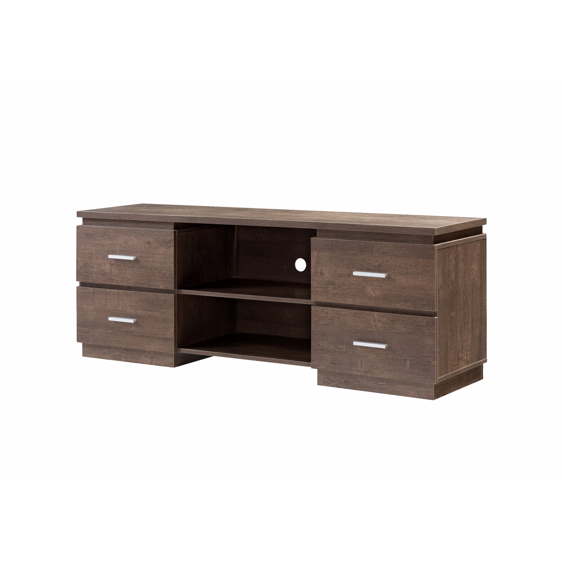 Home Entertainment Console, 60" Tv Stand With 4 Drawers, 2 Shelves Walnut Oak Espresso 60 69 Inches Particle Board