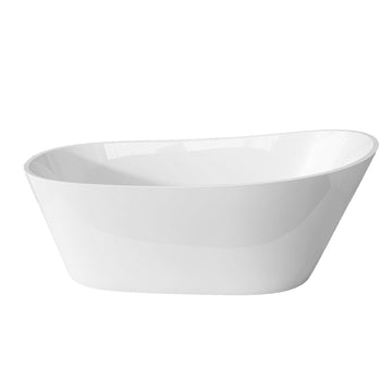 67" Acrylic Free Standing Tub Classic Oval Shape Soaking Tub, Adjustable Freestanding Bathtub With Integrated Slotted Overflow And Chrome Pop Up Drain Anti Clogging Gloss White Gloss White Oval Bathroom Freestanding Tubs Polished 61 69 In Modern Soaking