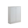 Shoe Storage Cabinet With Two Doors Five Shelves White White Particle Board