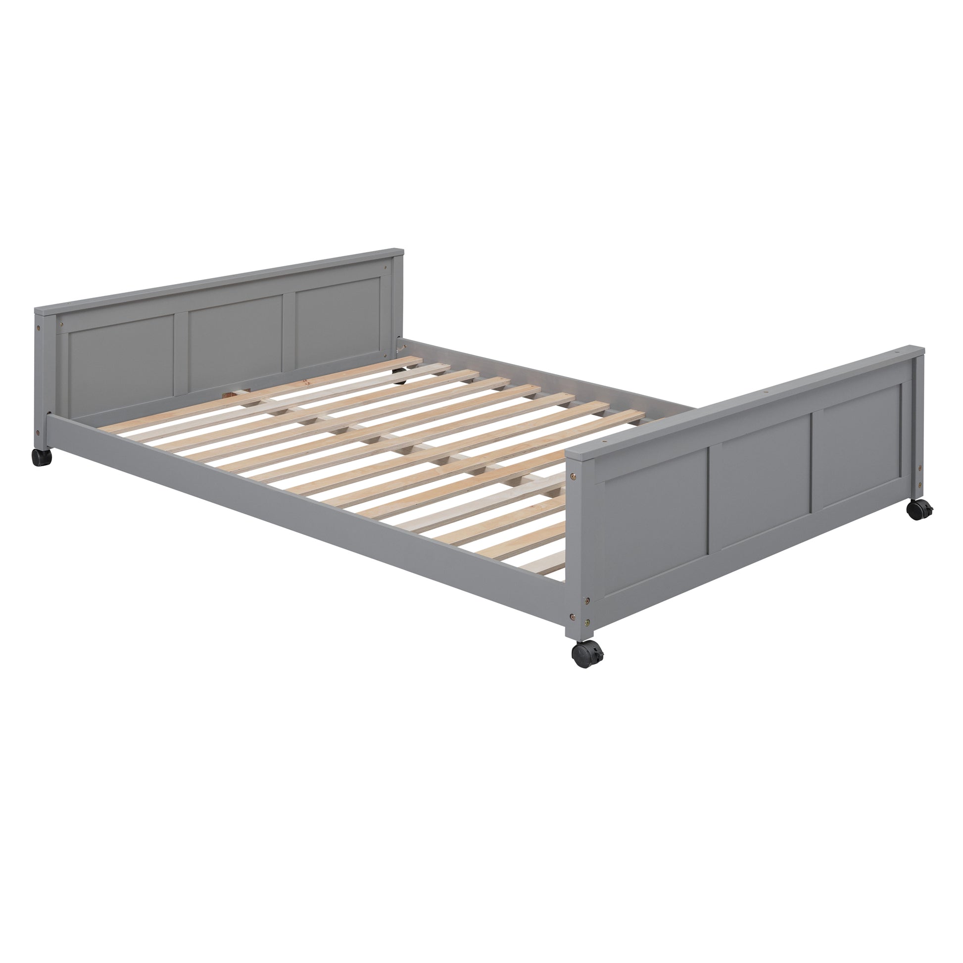 Full Over Full Bunk Bed With Desk, Gray Gray Solid Wood Mdf