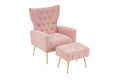 Modern Accent Chair With Ottoman, Comfy Armchair For Living Room, Bedroom, Apartment, Office Pink Pink Primary Living Space Classic Polyester