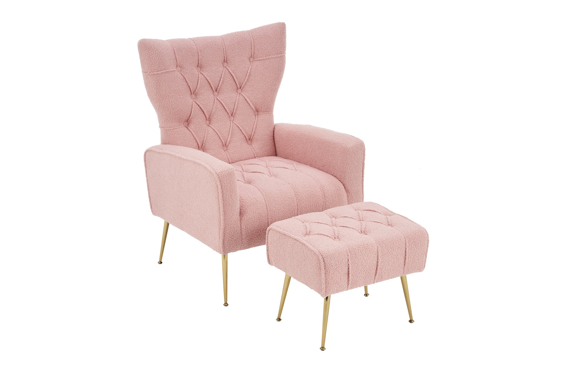 Modern Accent Chair With Ottoman, Comfy Armchair For Living Room, Bedroom, Apartment, Office Pink Pink Primary Living Space Classic Polyester