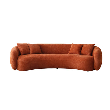 102'' 5 Seater Boucle Sofa Modern Sectional Half Moon Leisure Couch Curved Sofa Teddy Fleece Orange Orange Boucle 5 Seat