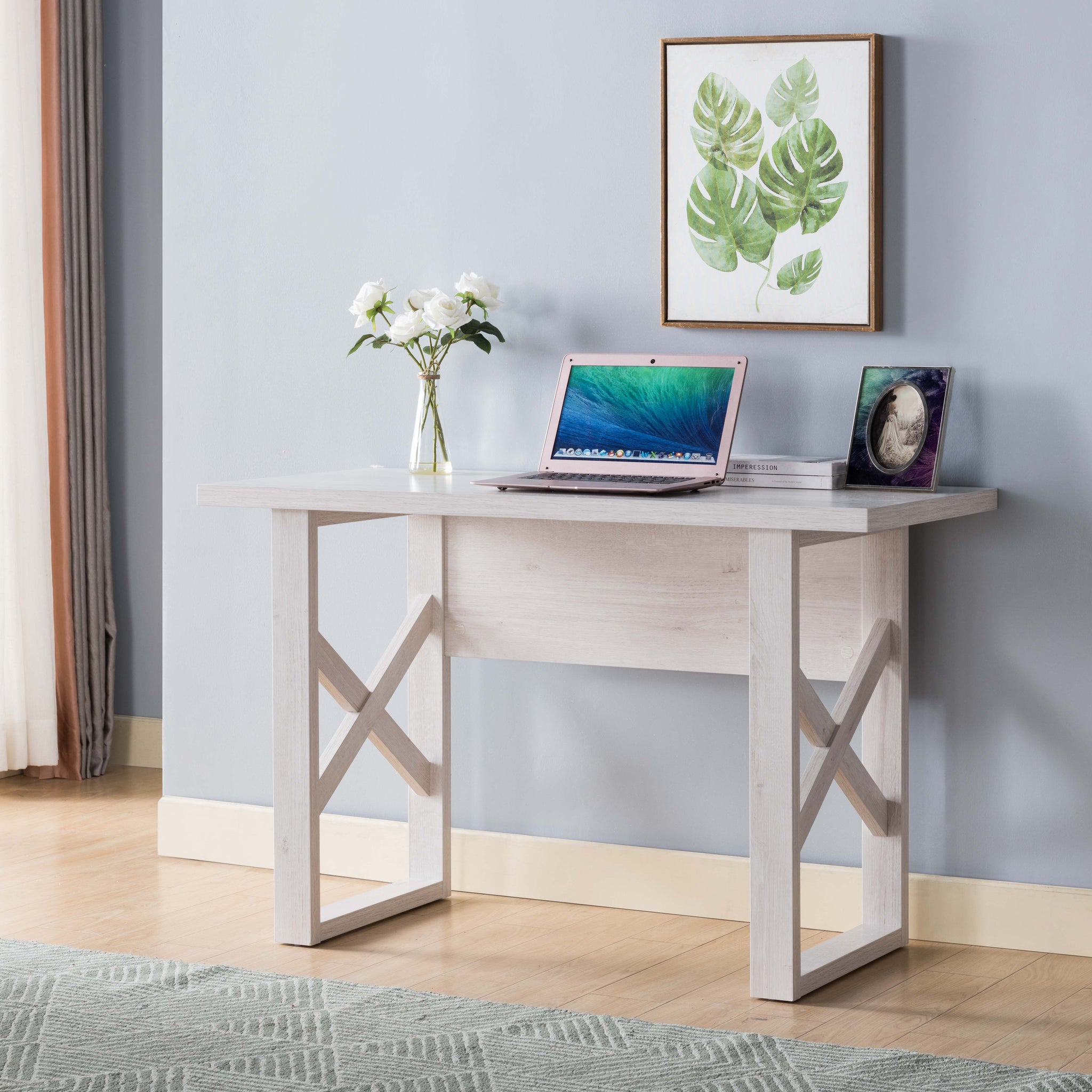 Writing Desk Laptop Table Desk Work Table White Oak Color White Wash Cream White Washed Particle Board Mdf