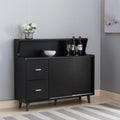 Buffet Cabinet, Coffee Bar With Storage Compartments, Two Drawers, Shelving With Sliding Door, Black Black Particle Board