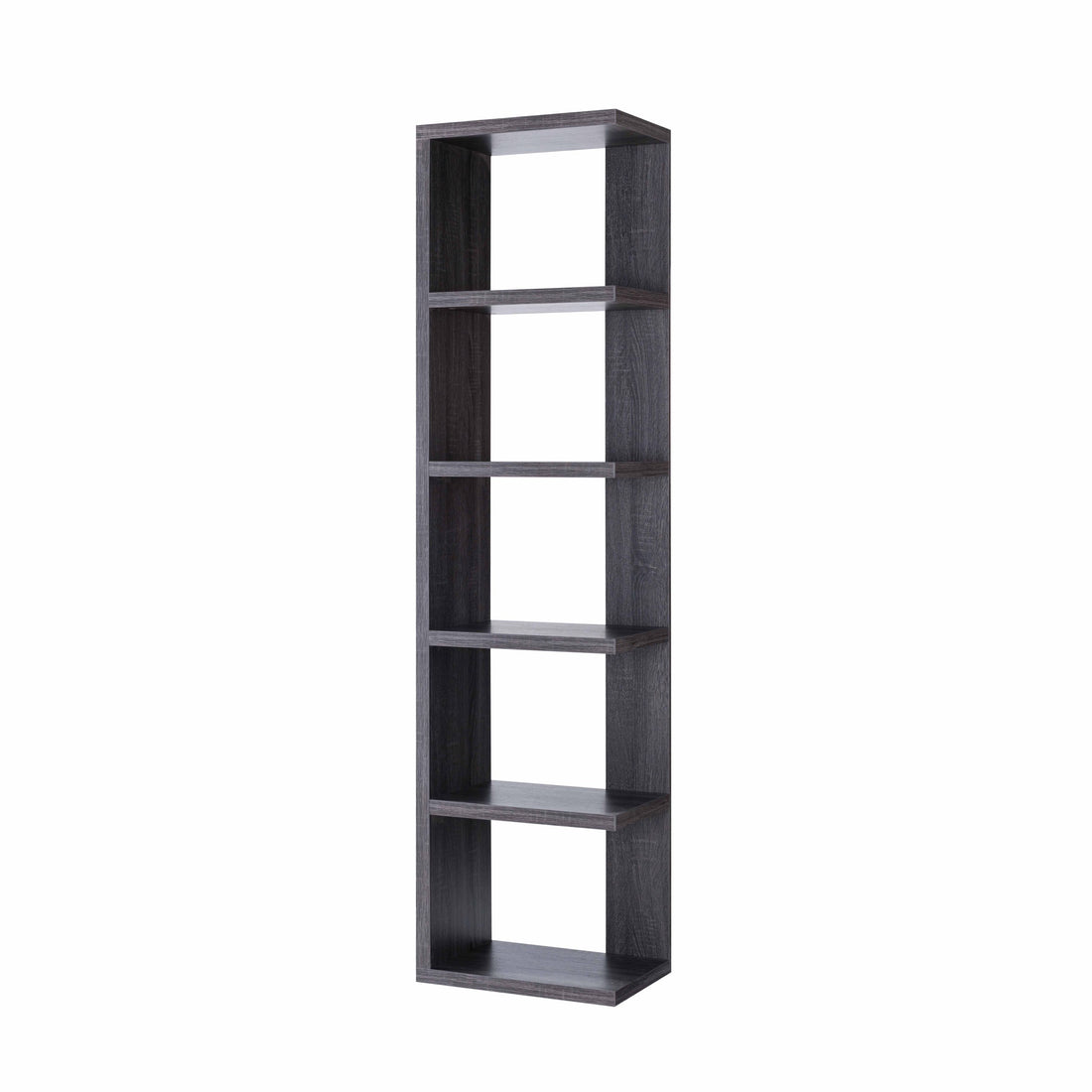 Bookcase Display, Home Book Stand With 5 Tier Shelves In Distressed Grey Grey Particle Board