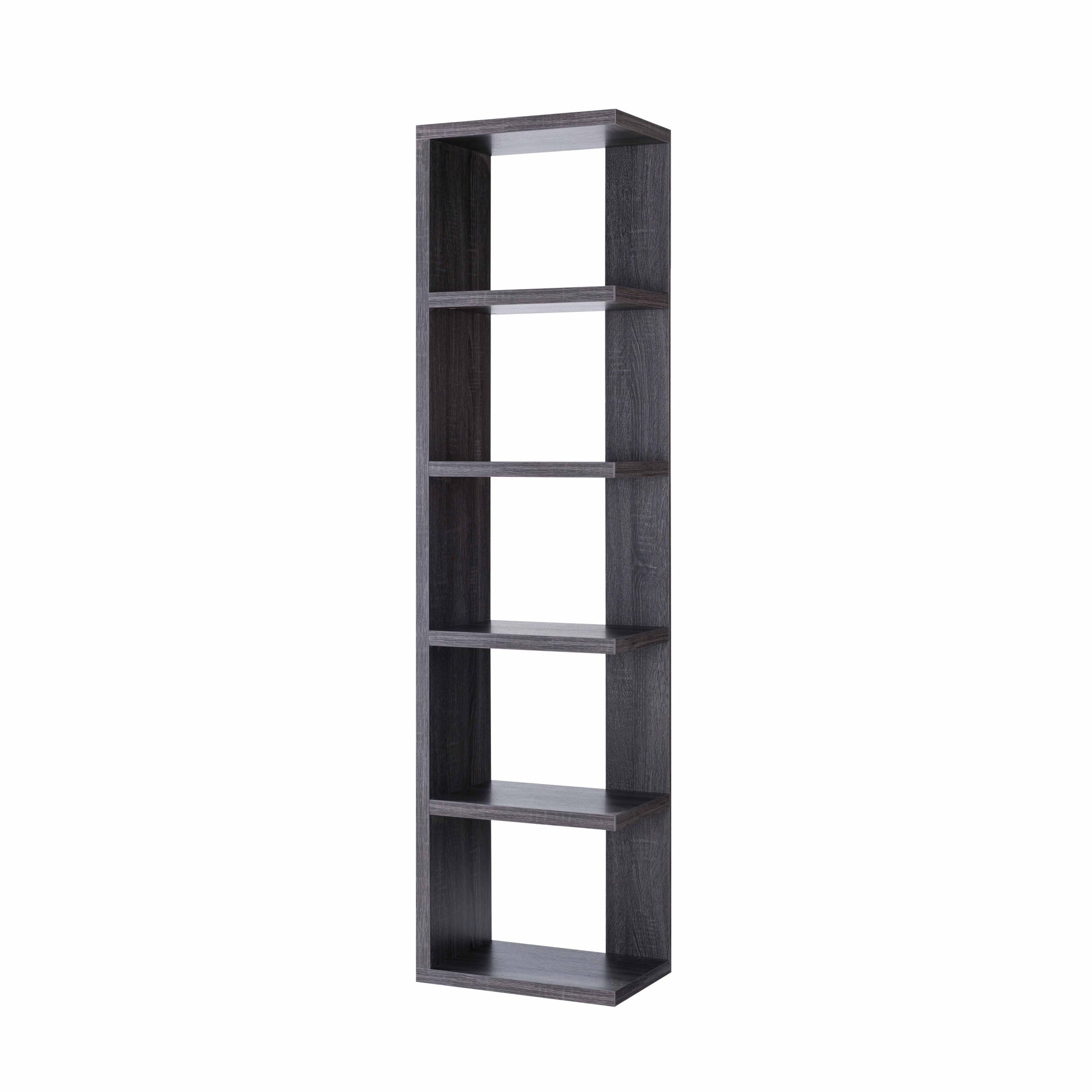 Bookcase Display, Home Book Stand With 5 Tier Shelves In Distressed Grey Grey Particle Board