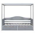 Twin Size Canopy Day Bed With 2 Drawers, Gray Gray Solid Wood Mdf