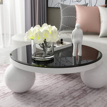 38.6" Inch Round Tempered Glass Table Top Black Glass 1 2" Inch Thick Beveled Polished Edge Black Tempered Glass