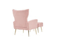 Modern Accent Chair With Ottoman, Comfy Armchair For Living Room, Bedroom, Apartment, Office Pink Pink Primary Living Space Classic Polyester