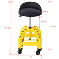 Pneumatic 360 Degree Swivel Stool, Mechanics Rolling Creeper Seat, Heavy Duty Rolling Mechanics Stool, Shop Stool With Casters Yellow Yellow Steel