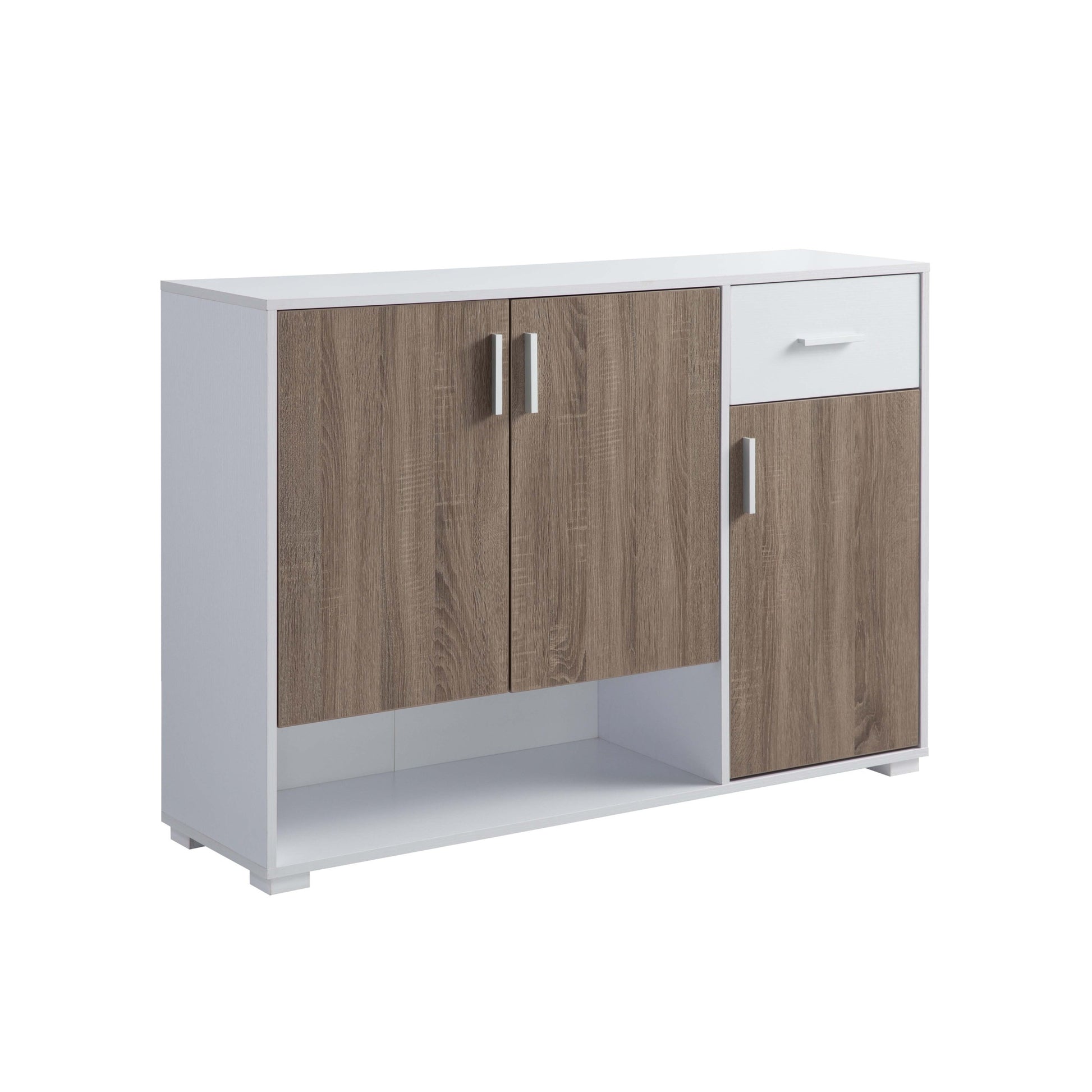 ID USA 223112 Shoe Cabinet White & Dark Taupe white-particle board