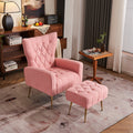 Modern Accent Chair With Ottoman, Comfy Armchair For Living Room, Bedroom, Apartment, Office Pink Pink Primary Living Space Classic Polyester