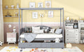 Twin Size Canopy Day Bed With 2 Drawers, Gray Gray Solid Wood Mdf