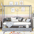 Twin Size Canopy Day Bed With 2 Drawers, Gray Gray Solid Wood Mdf