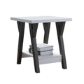 Modern White End Table, Chair Side End Table For Living Room With Shelf Display White Particle Board