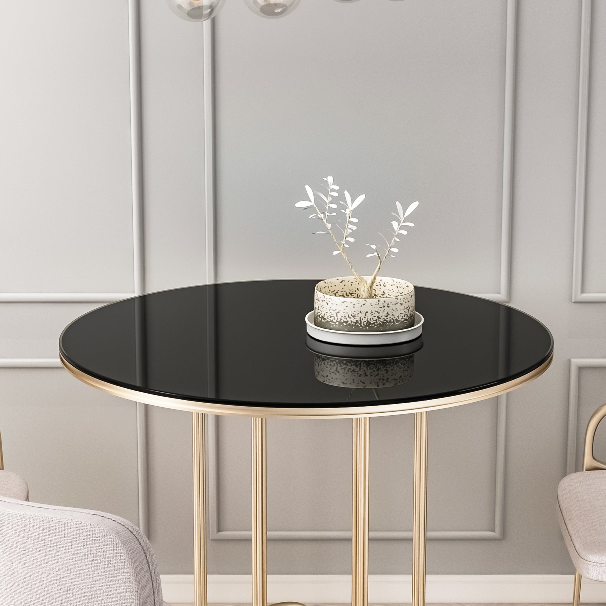 36 Inch Round Tempered Glass Table Top Black Glass 1 4" Thick Round Polished Edge Black Tempered Glass