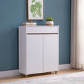 4 Tier Entryway Storage Cabinet, Shoe Cabinet White & Dark Taupe White Particle Board