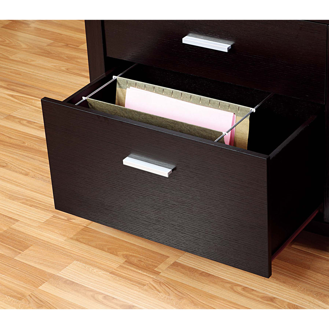 Office File Credenza, Work Office Printer Cabinet With Storage Drawers And File Cabinet, Red Cocoa Espresso Particle Board