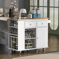 Kitchen Island with Power Outlet,Kitchen Storage white-mdf