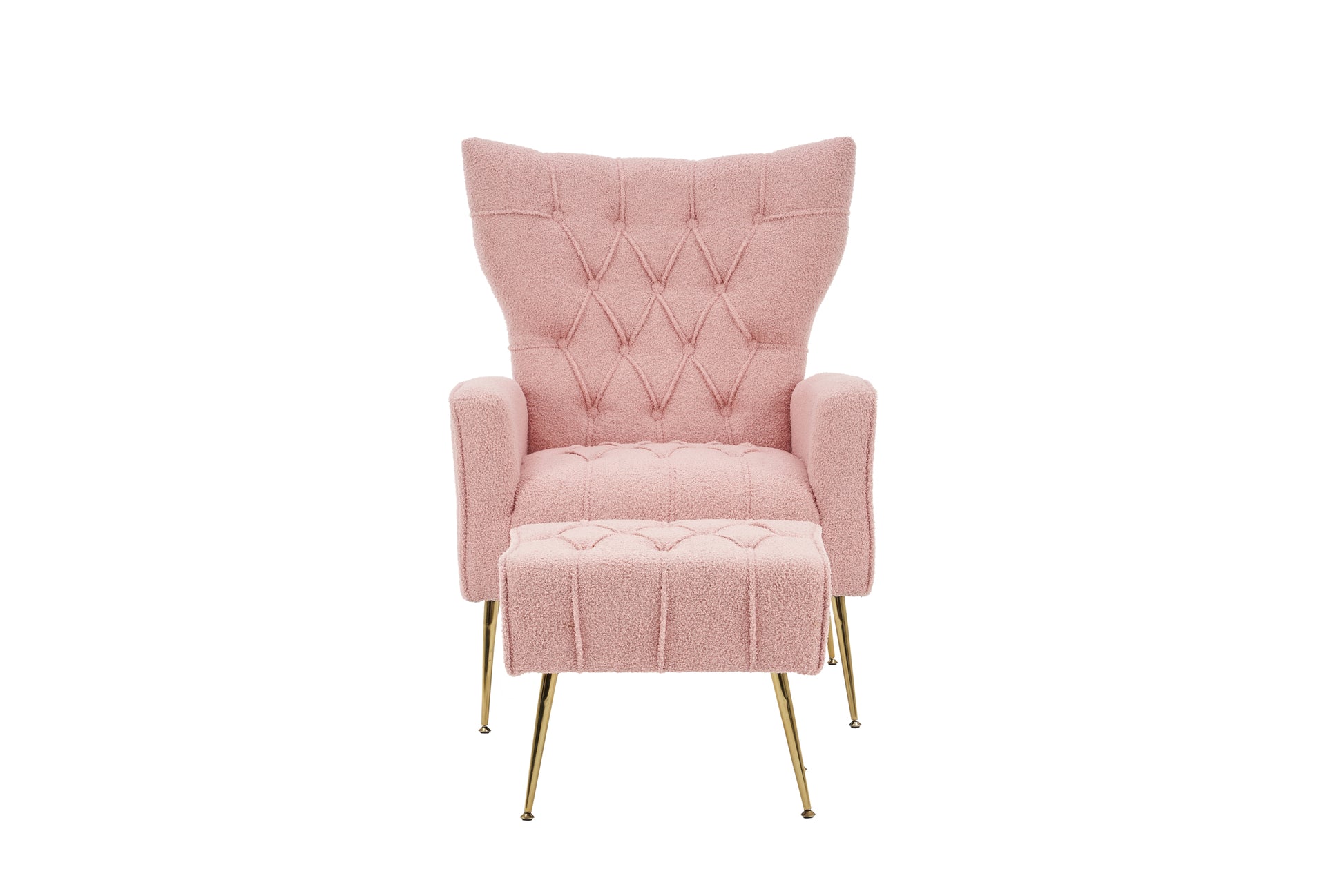 Modern Accent Chair With Ottoman, Comfy Armchair For Living Room, Bedroom, Apartment, Office Pink Pink Primary Living Space Classic Polyester