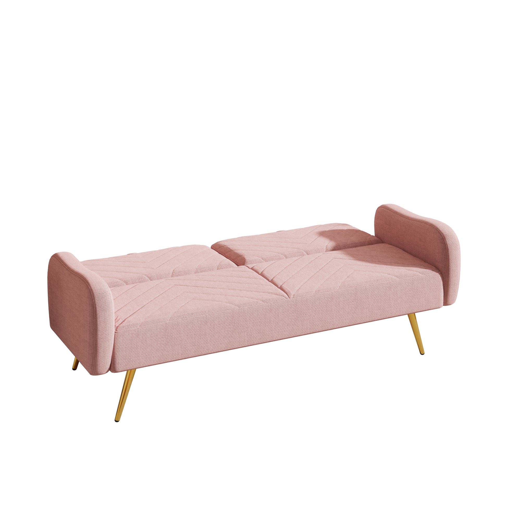 70.47" Pink Fabric Double Sofa With Split Backrest And Two Throw Pillows,Suitable For Living Room, Apartment, Home Office Pink Wood Primary Living Space Eucalyptus Square Arms Foam Fabric 2 Seat