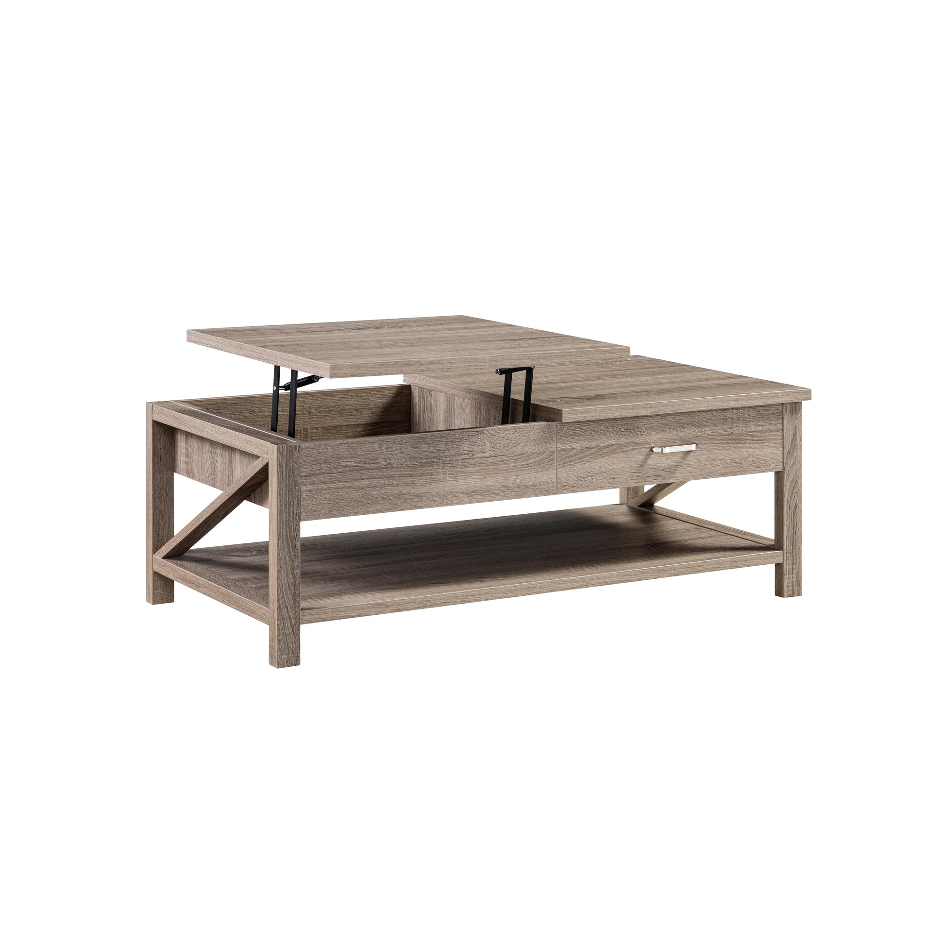 Modern Livingroom Coffee Table With Lift Top With Spacious Bottom Shelf, Dark Taupe Taupe Particle Board
