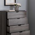 Modern Grey Five Drawer Clothes And Storage Chest Faux Wood Grain And Metal Drawer Glides Gray Particle Board Mdf