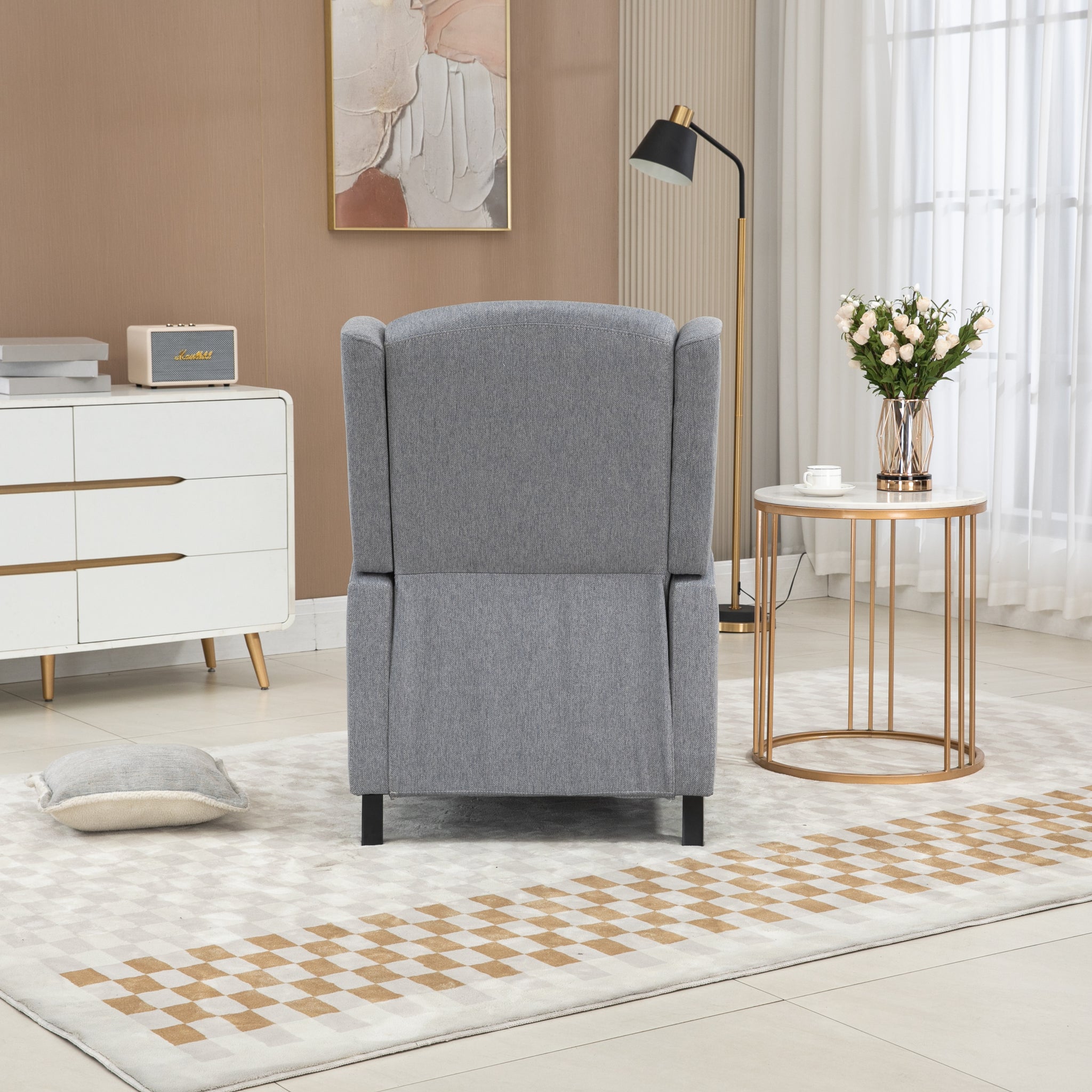 COOLMORE Modern Comfortable Upholstered leisure chair gray-linen