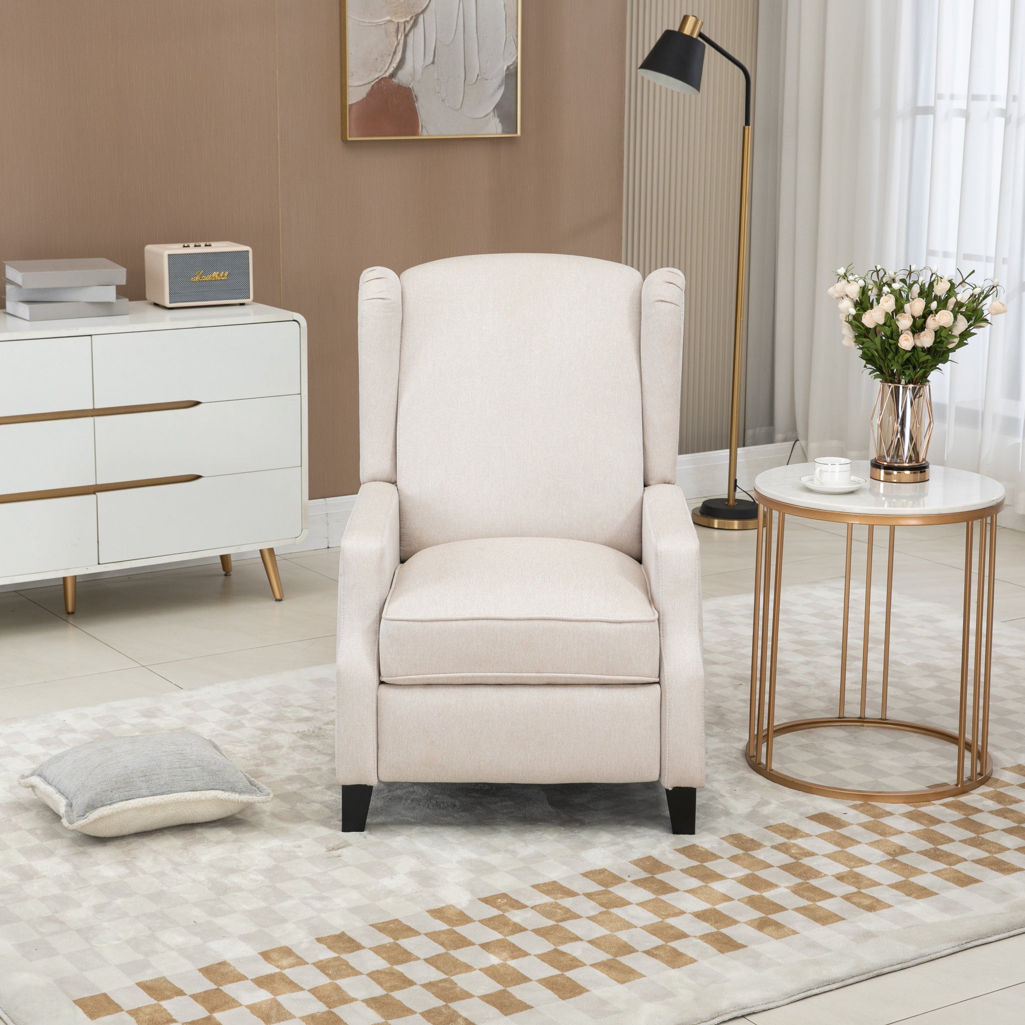 COOLMORE Modern Comfortable Upholstered leisure chair beige-linen